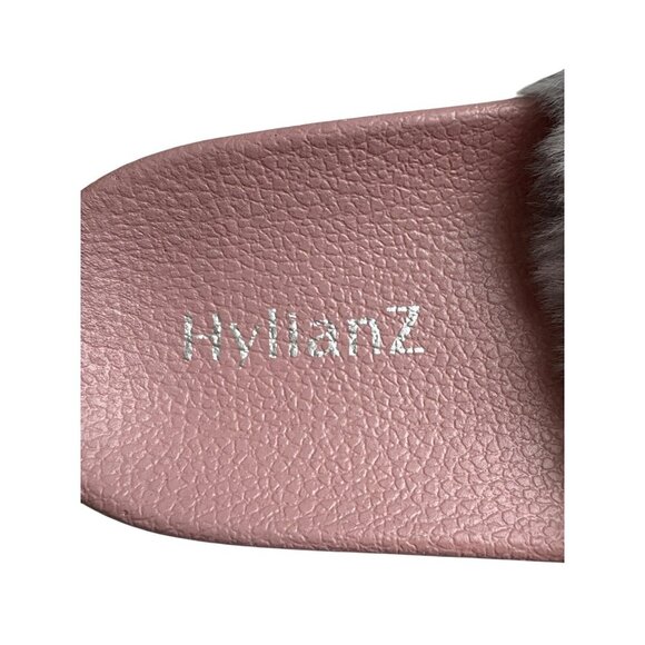 Faux Fur Gray Slide Sandals Women Size 7 By HylianZ Pink Sole Lightweight Indoor - Picture 5 of 5